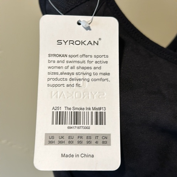 NWT Sports Bra High Impact athletic Front Adjustable straps gray/black Sz 36H - Picture 3 of 5